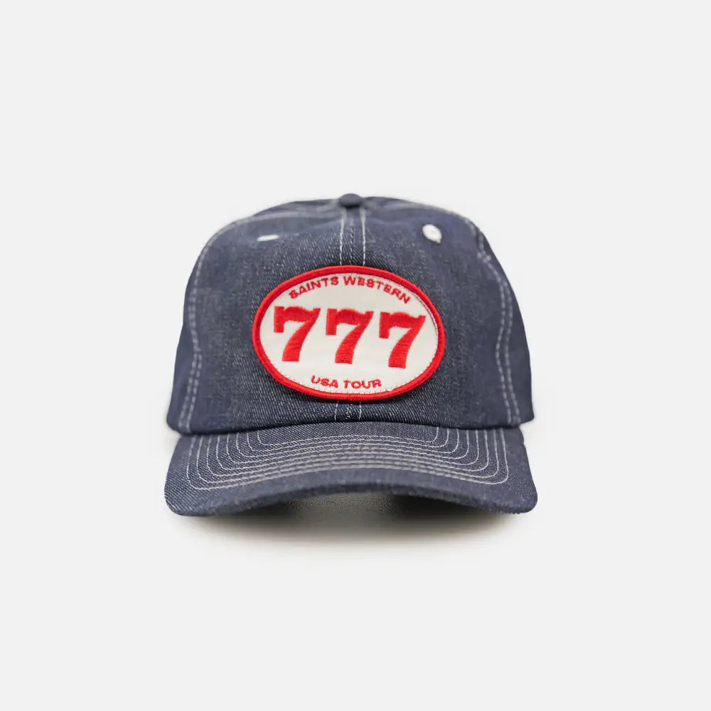777 6 Panel Cap Raw Denim – Saints Western